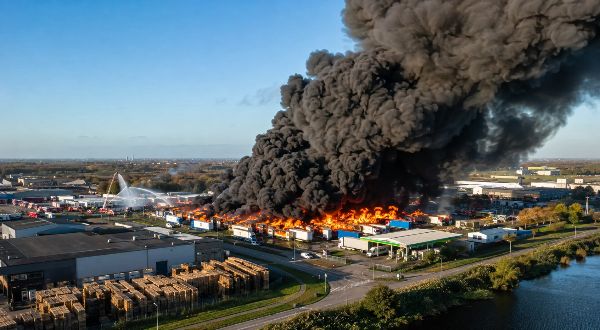 Zeer grote brand op bedrijventerrein Oostervaart in Lelystad